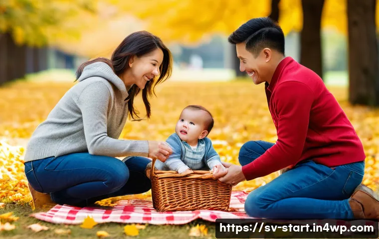 스타트업 가치 평가에서의 실적 비교 - **Prompt:** "A vibrant, joyful family picnic scene in a sunlit park during autumn. The image feature...